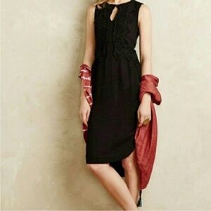 Anthropologie Gypsy 05 Boho Crochet Black Gauze Dress Sleeveless Lace Size Large